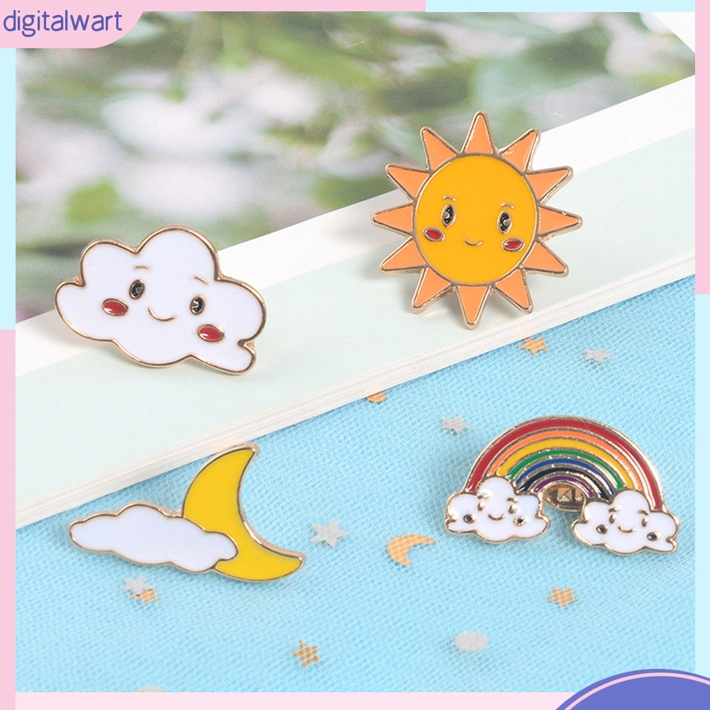 Huy hiệu cài áo họa tiết mặt trăng và mặt trời hoạt hình đáng yêu