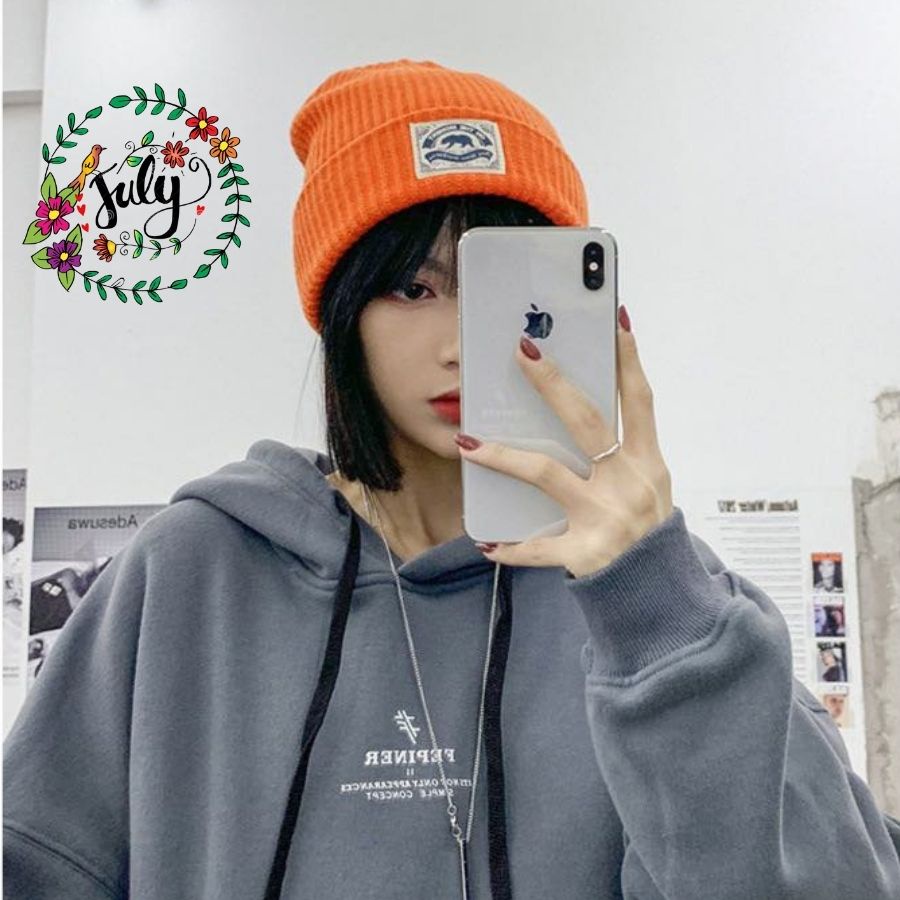 Mũ len unisex dệt kim JULY Mũ len phong cách Hàn Quốc Ulzzang dệt kim giữ ấm thu đông se lạnh năng động