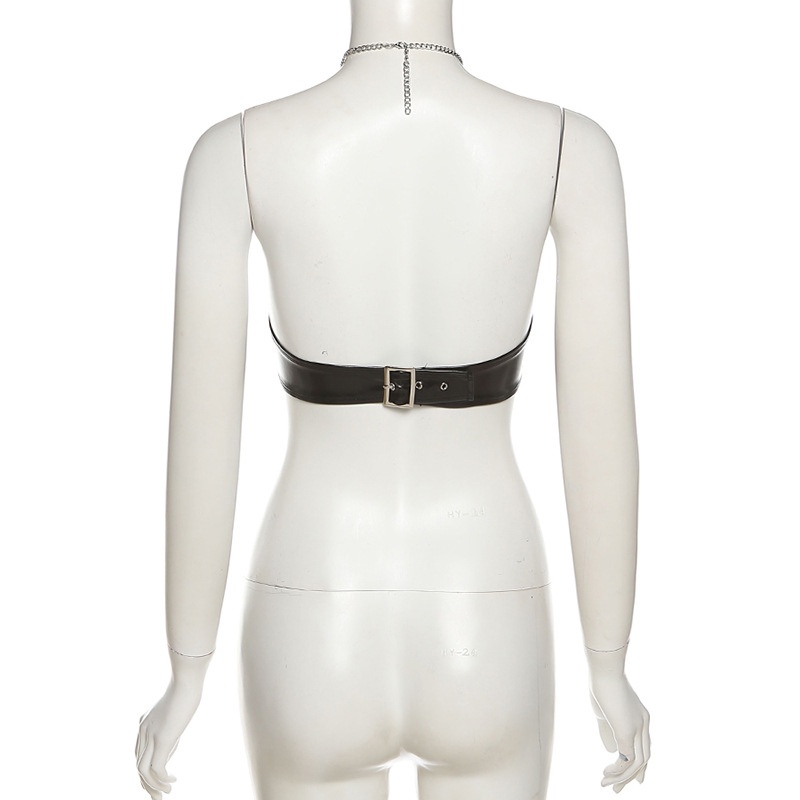 DUNEA Áo ống hở lưng phối dây xích sắt phong cách mới cho nữ