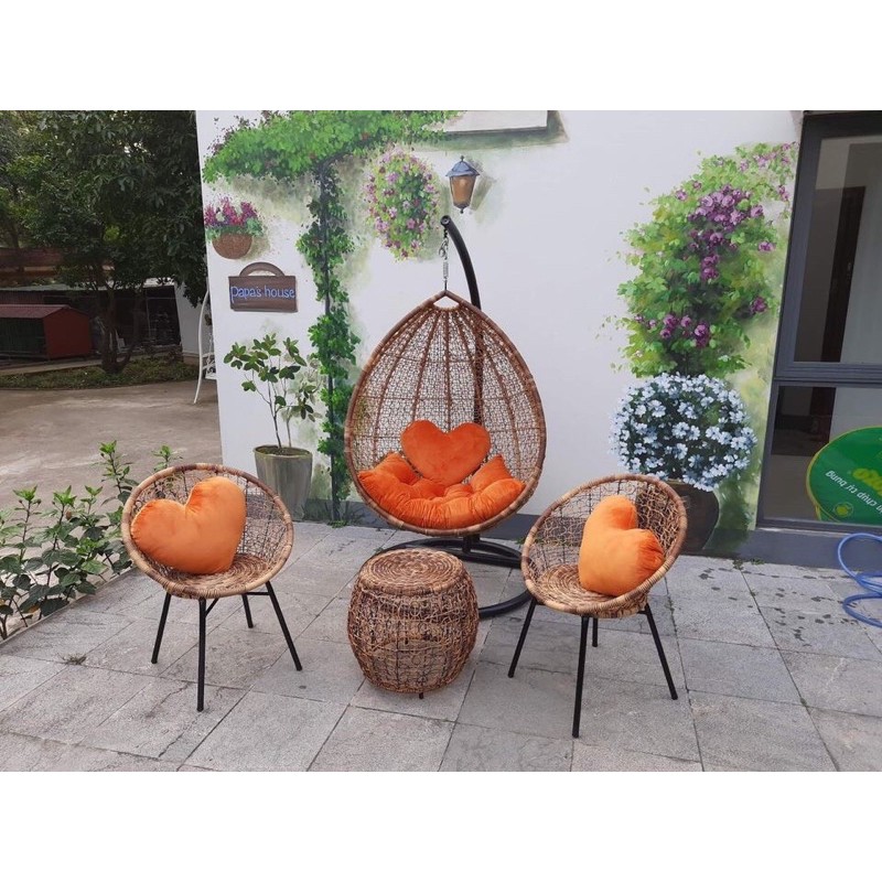Bộ Ghế Cafe Mây Nhựa Đan Rối cực xịn xò