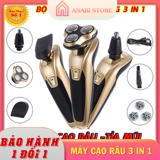 Máy Cạo Râu 3in1 ANABI - Máy Cắt Tóc Cạo Râu Tỉa Lông Mũi , Lưỡi Cạo Thông Minh, Có Cổng Sạc