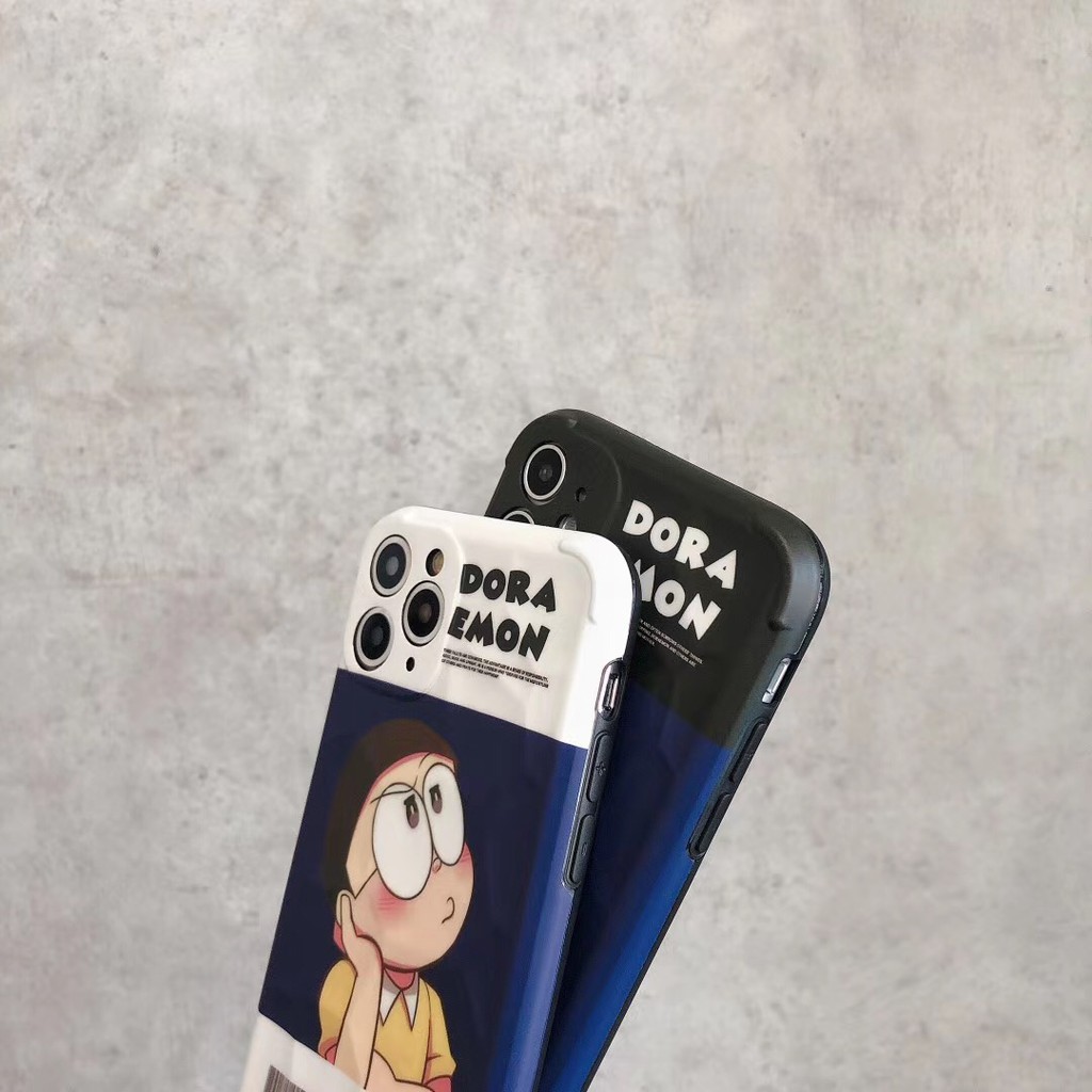Hợp iphone case 12/12mini/12pro/12pro max/11/11pro/11pro max/xs max/xr/xs/x/8/7/8plus/7plus Doraemon   3D texture Ống kính bảo vệ trọn gói