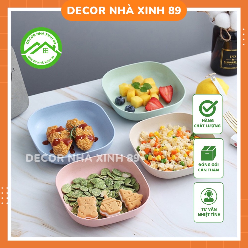 Đĩa Nhựa Lúa Mạch Mới Về Đựng Hoa Quả, Trái Cây, Đồ Ăn An Toàn Và Tiện Lợi - Decor Nhà Xinh