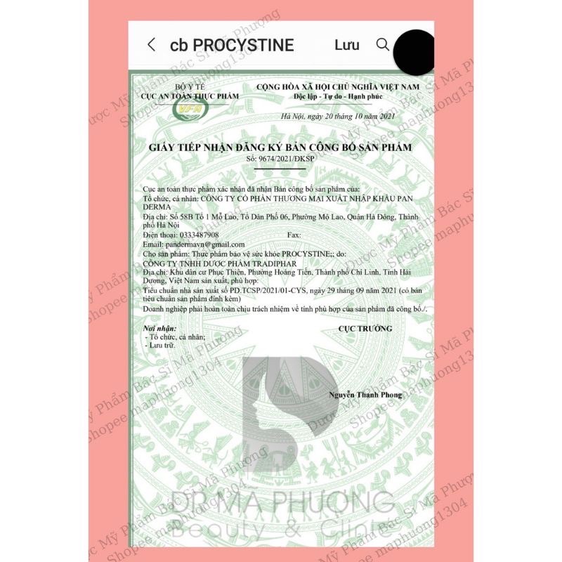 Viên uống giảm mụn trắng da Procystine 60 viên - Hàng chính hãng - Nhà Thuốc Da Liễu 24h Hà Nội