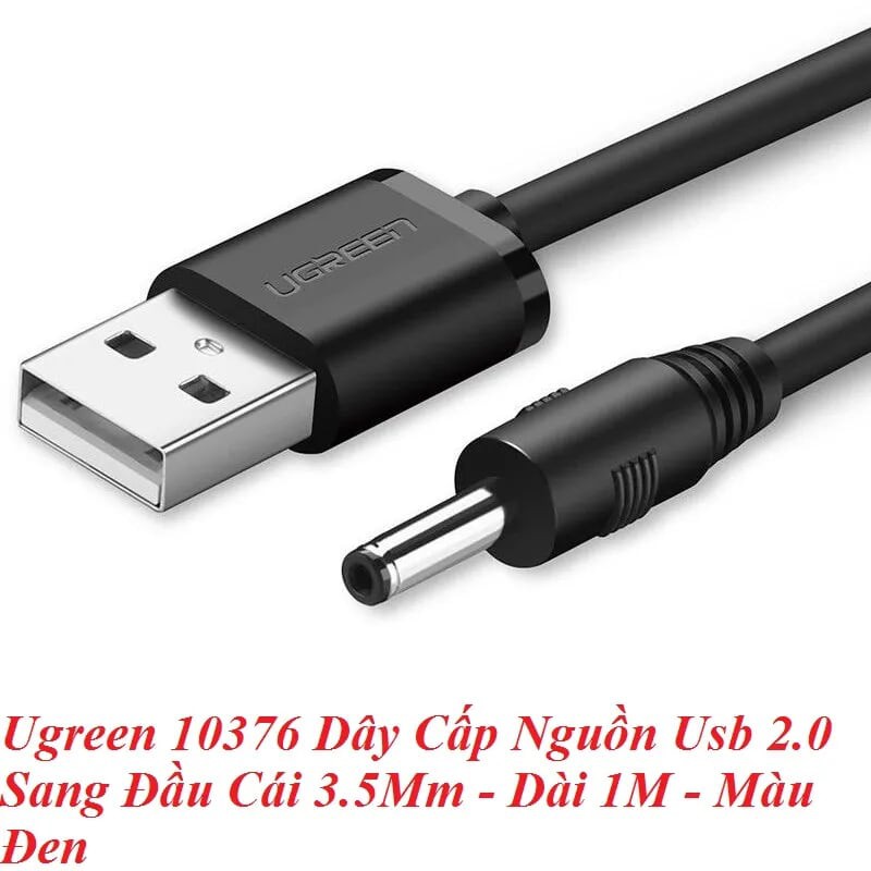 1m màu đen dây cấp nguồn usb 2.0 sang đầu cái 3.5mm Ugreen 10376 10376