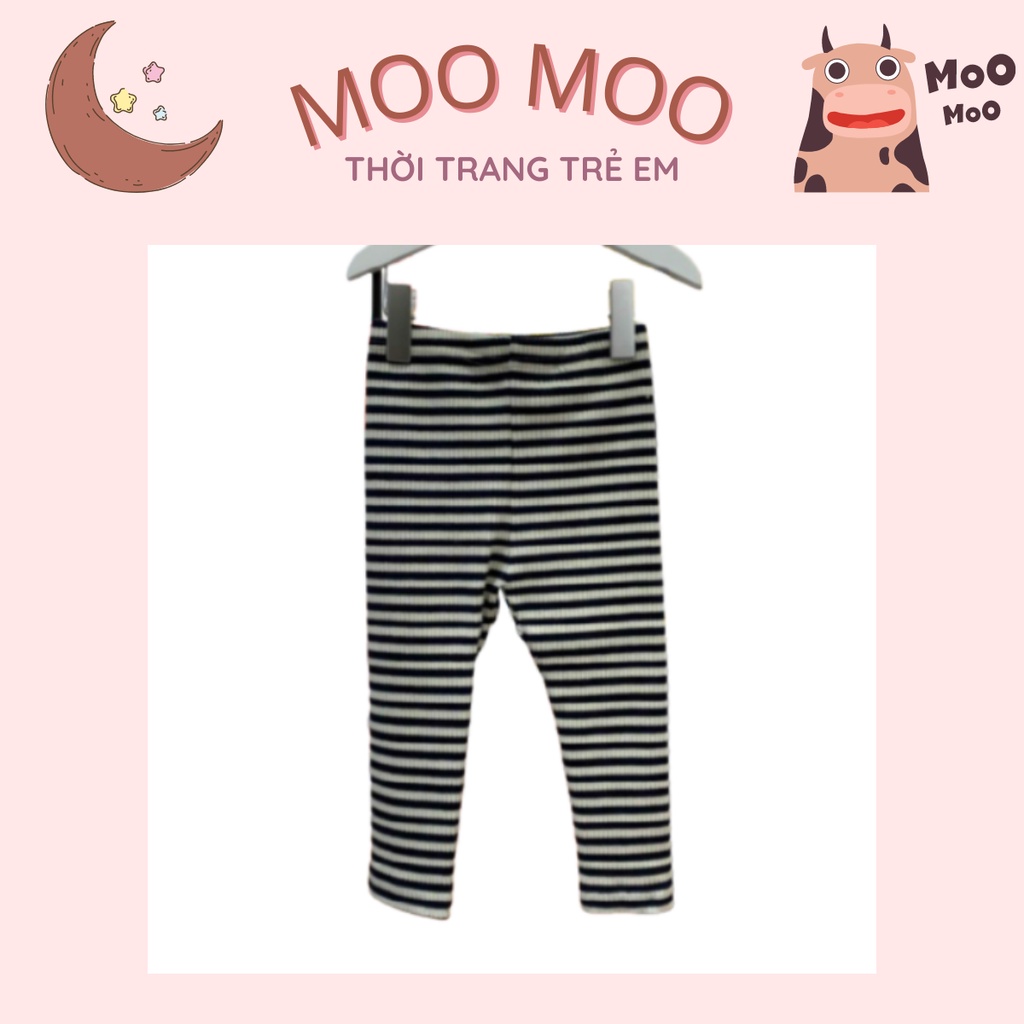 Quần legging cho bé Agabang kẻ sọc trắng đen chất liệu cotton len tăm cho bé 12-38kg 232q092db