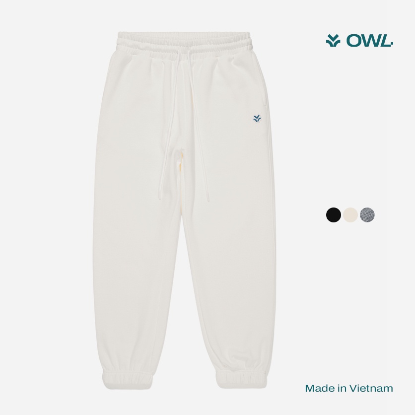 OWL BRAND® LOGO SWEATPANTS - Quần thun dài logo / Trắng - OWL160322