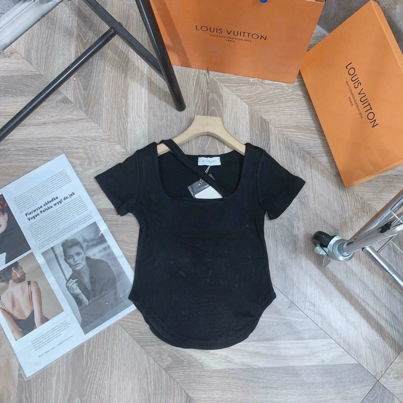 Áo thun body vạt bầu dây chéo bản to