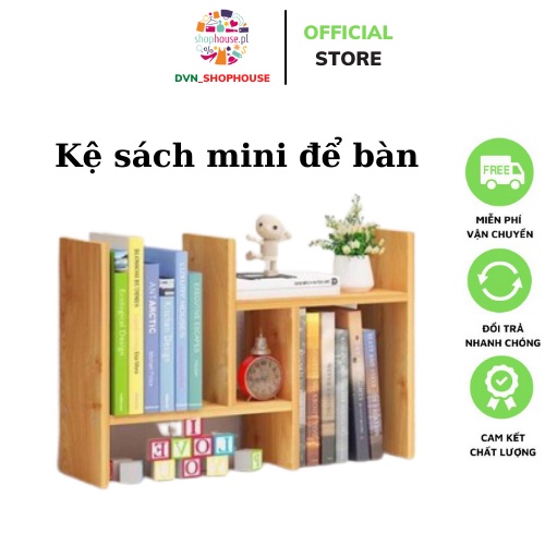 Kệ Sách Gỗ Để Bàn Làm Việc - Giá Sách Mini Đựng Tài Liệu, Đồ Đa Năng - Kích Thước 54cm x 20cm x 35 - Bảo Hành 6 Tháng