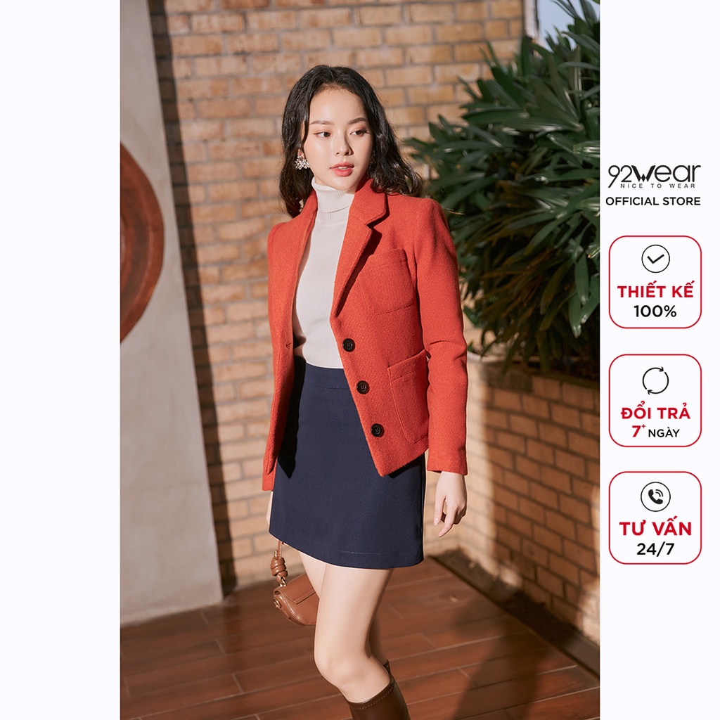Áo khoác dạ nữ 92WEAR mùa đông thiết kế hàn quốc túi ốp KDA1501 | BigBuy360 - bigbuy360.vn
