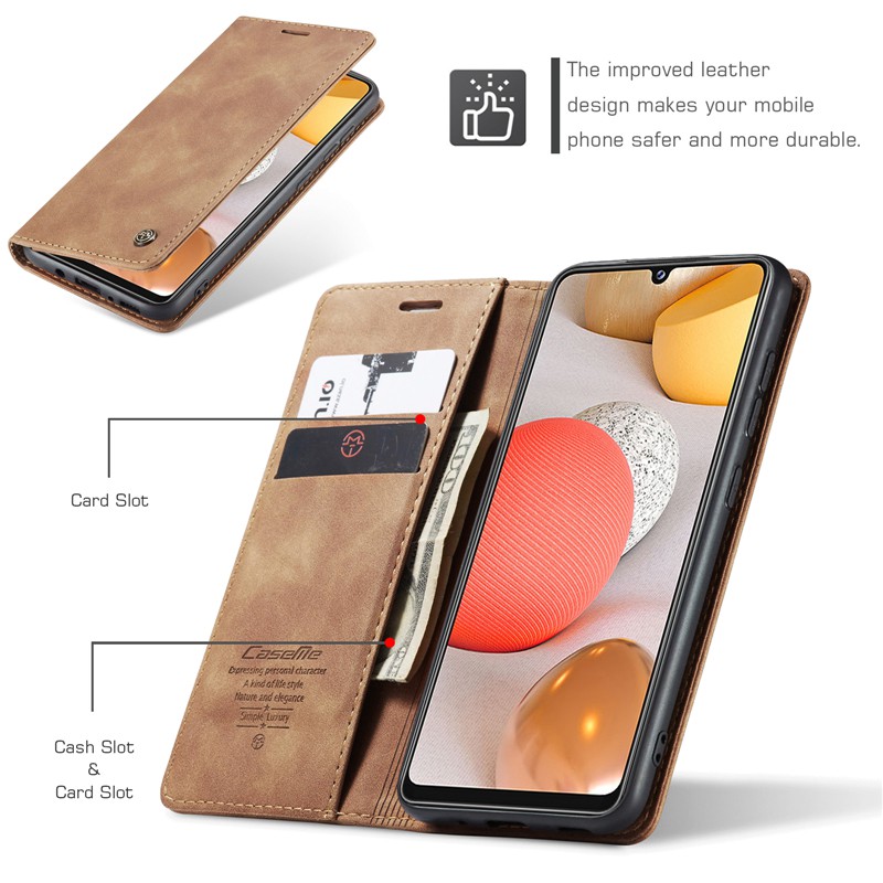 Bao da điện thoại dạng ví phong cách retro sang trọng cho Samsung Galaxy M51 A12 A32 A52 A72 4G 5G