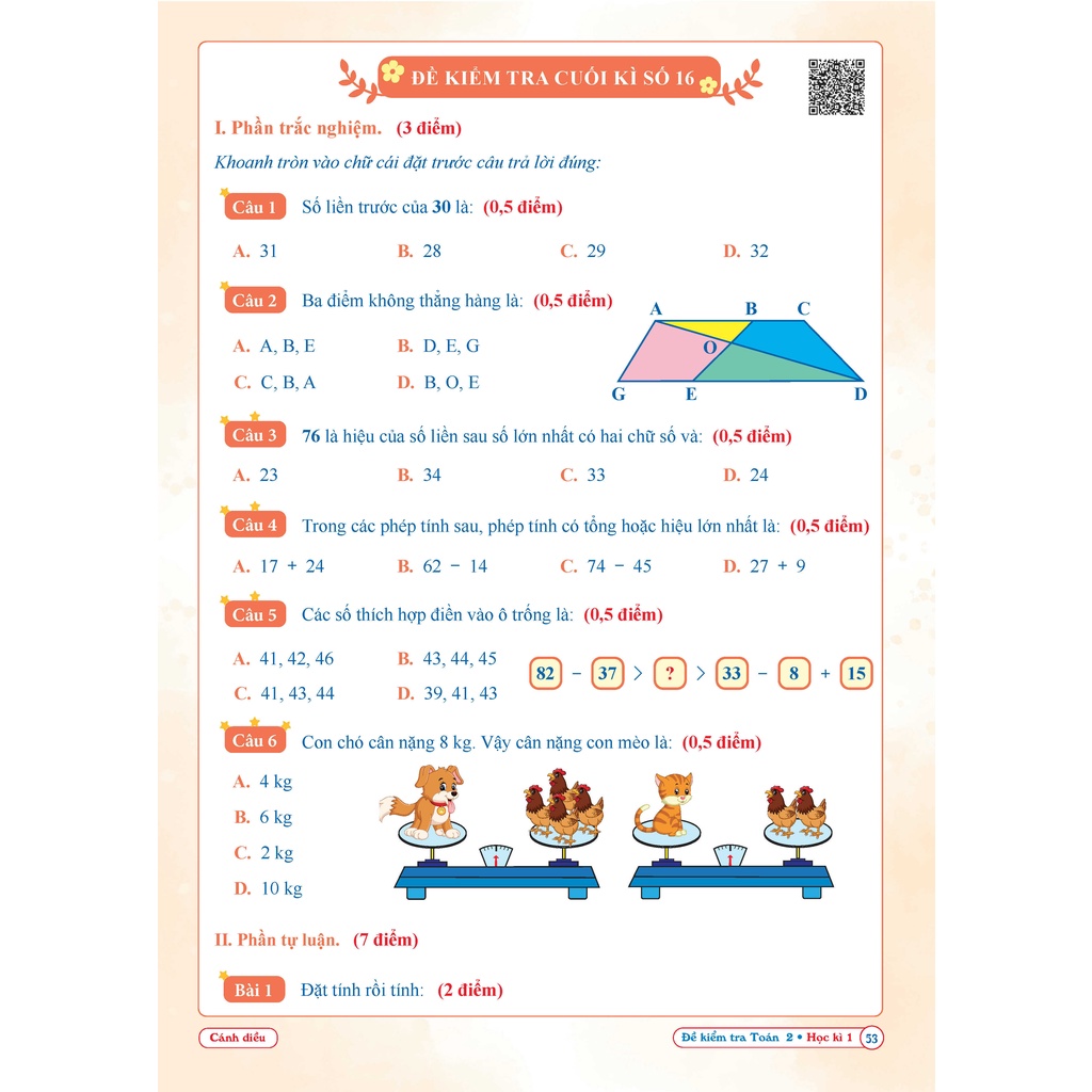 Sách Đề kiểm tra toán và tiếng việt  lớp 2 học kì 1 QBOOKS   Hải Anh Books