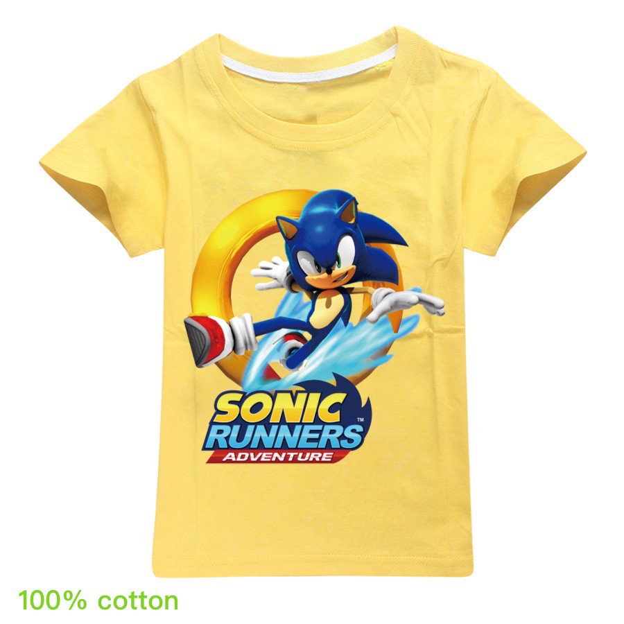 XẢ KHO Áo Thun Cotton Tay Ngắn In Hình Sonic Thời Trang Mùa Hè Cho KIS
