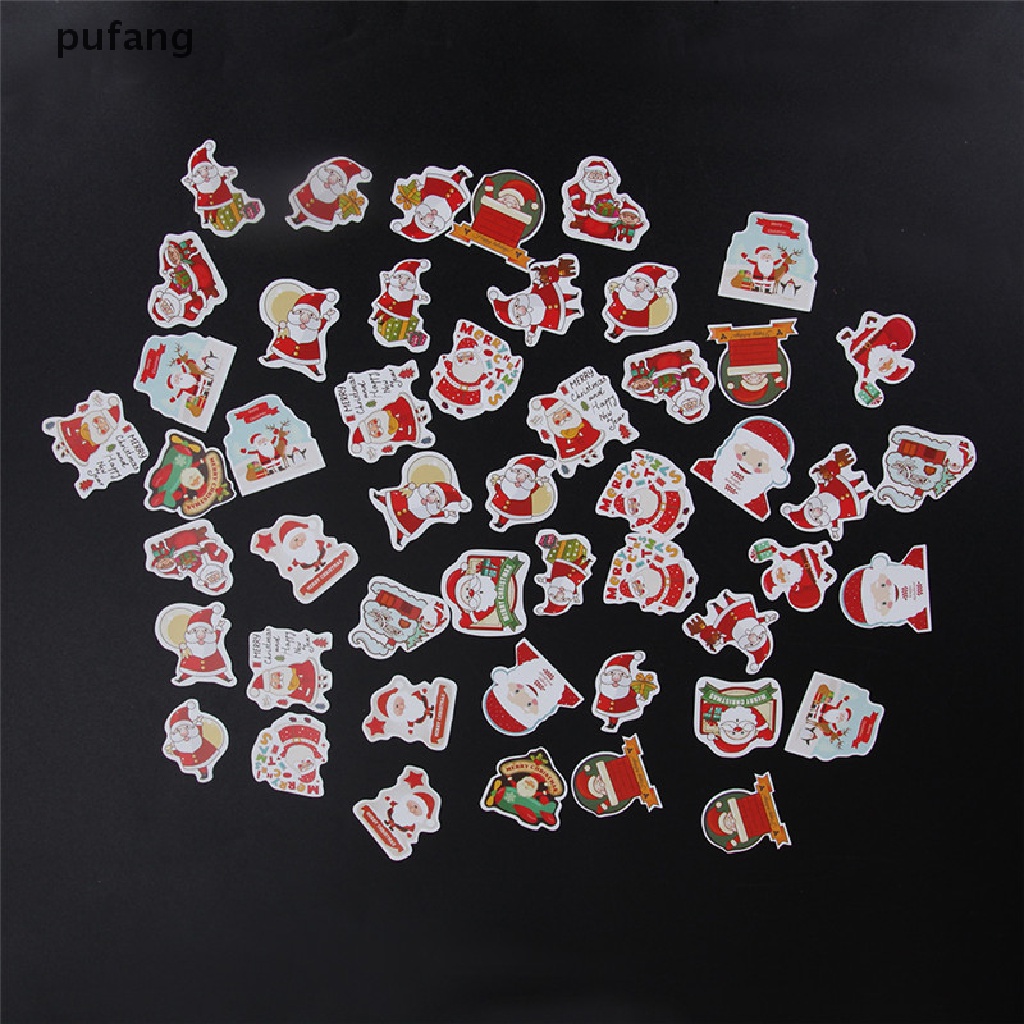 pufang 48pcs / Box Christmas Cake Decor Sticker Scrapbook Diy Diary Photo Album Label Decor .