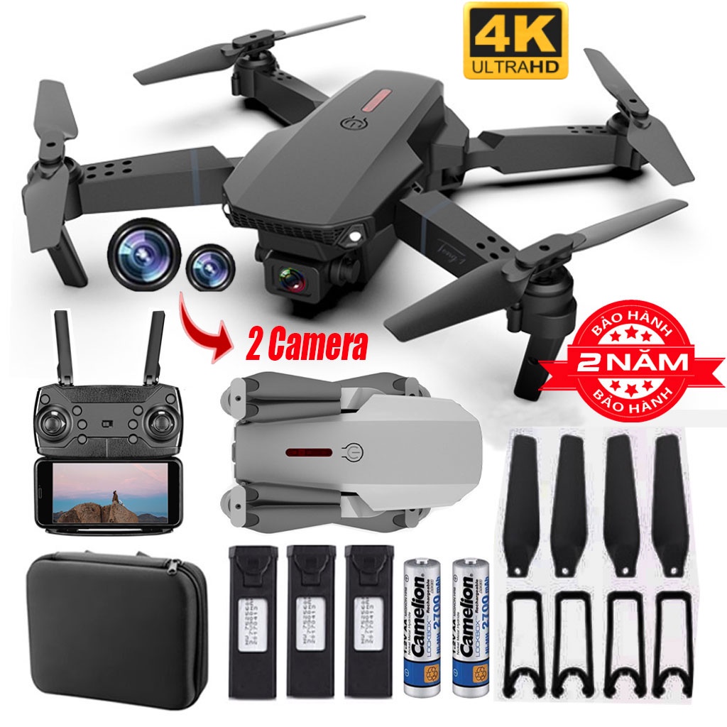 Máy Bay Flycam Mini Giá Rẻ E88/E525 Pro 4K - Drone 4K HD Camera Kép Pin Khỏe Bay Xa 200m