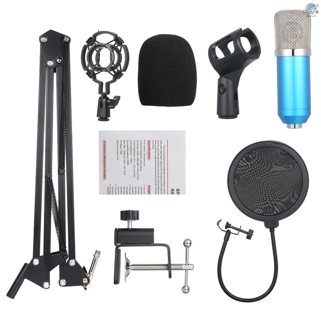 BF Professional BM700 Condenser Microphone Mic KTV Singing Studio Recording Kit Blue+Silvery