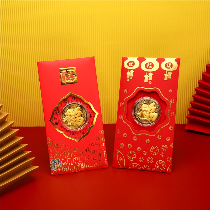 bao lì xì hình hổ hoạt hình 2022 Gold Coin New Year Gifts Red Envelope Angpao