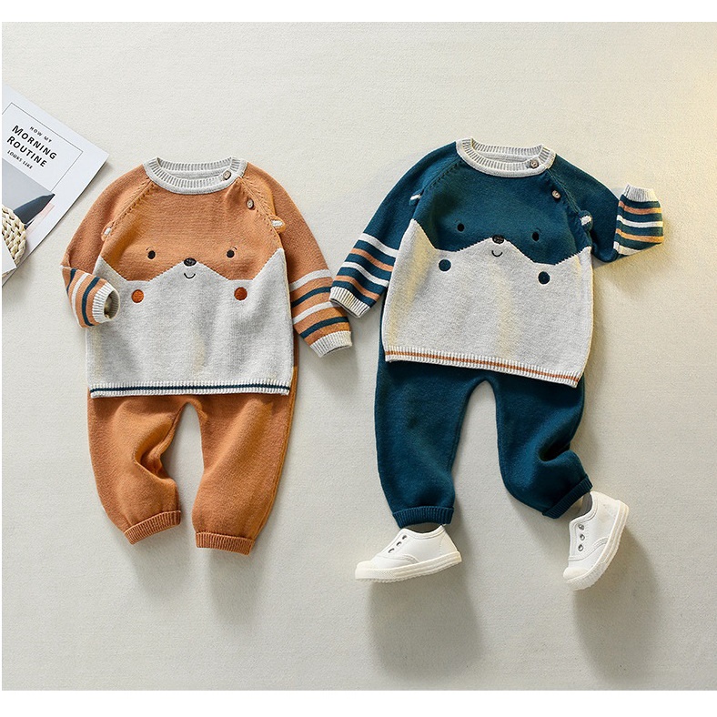 Bộ len cho bé, bộ len đẹp bé trai và bé gái, bộ thu đông hellobaby cao cấp cho bé 6 tháng - 3 tuổi