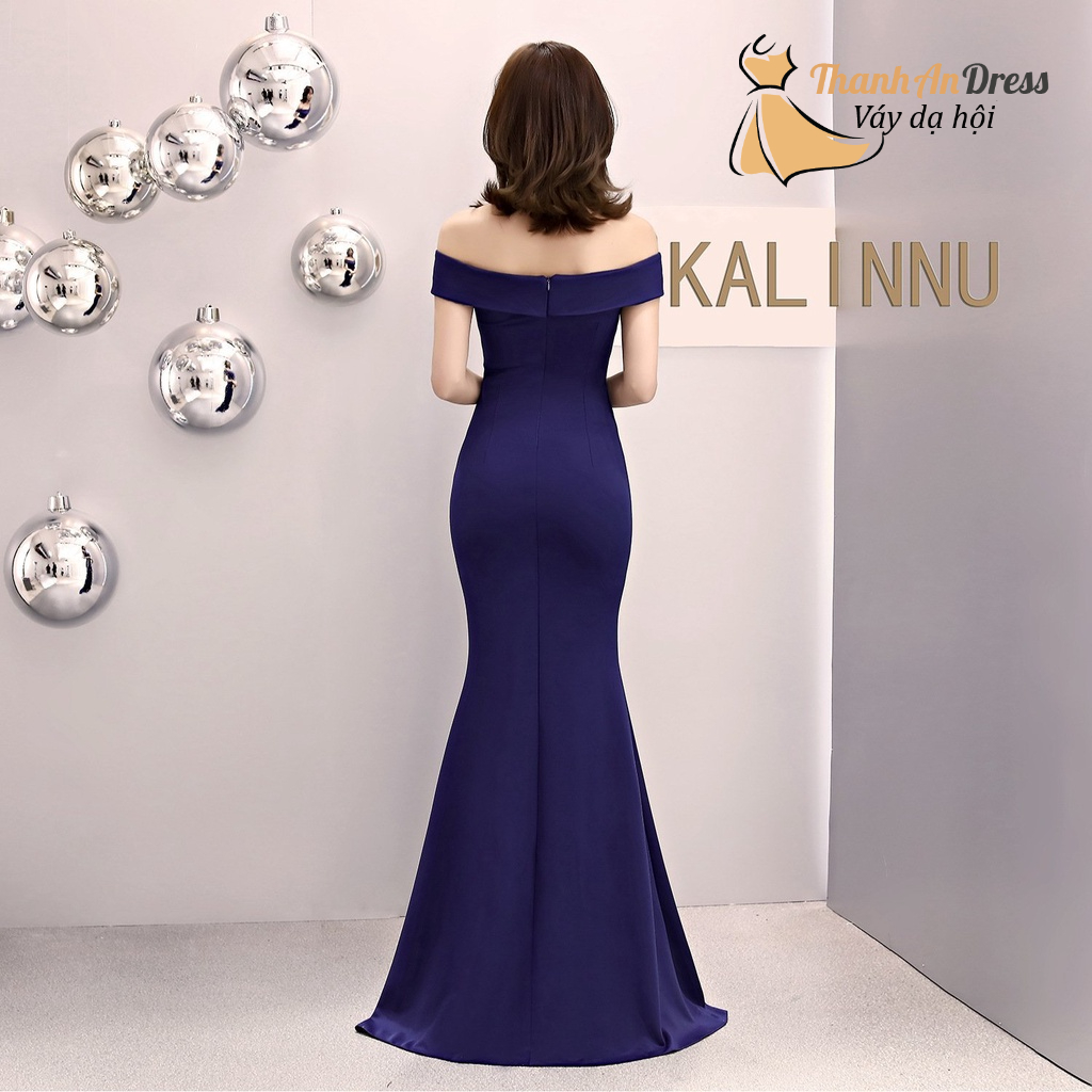 Đầm body dạ hội chất thun xẻ đùi thiết kế trễ vai
