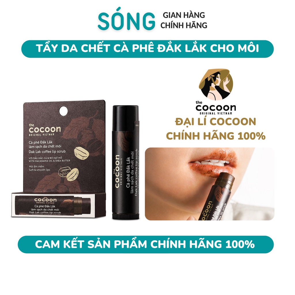 [CHÍNH HÃNG] Tẩy Da Chết Dành Cho Môi Cà Phê Đák Lắk Cocoon 5g