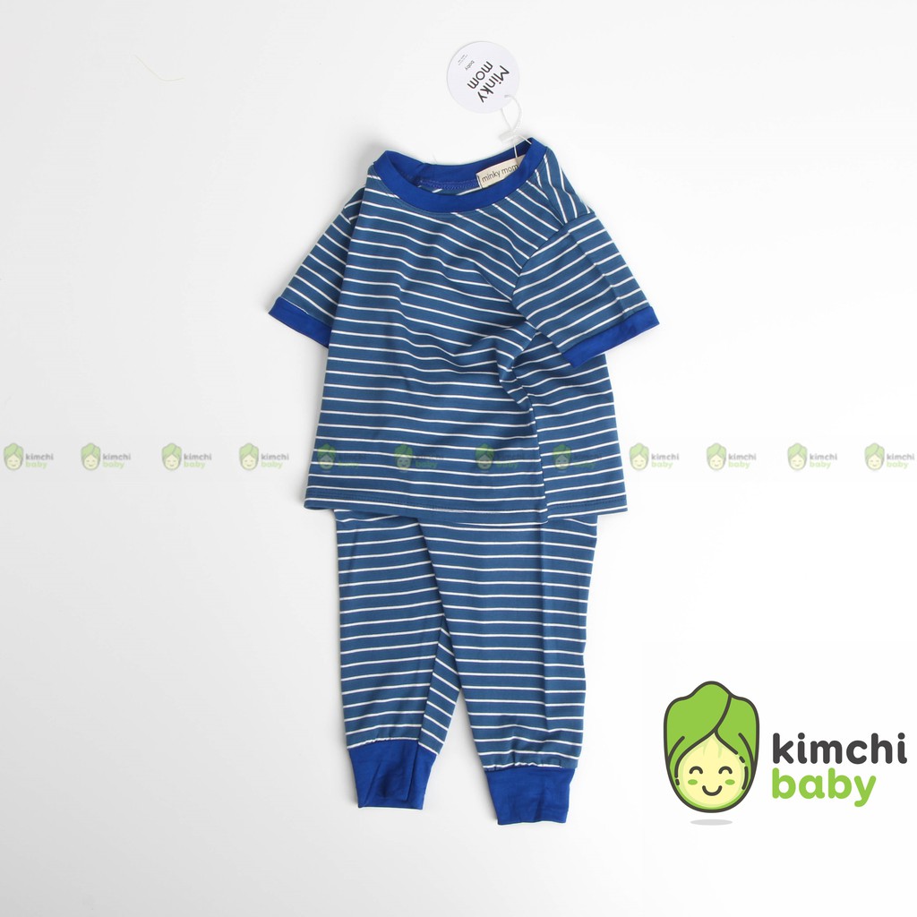 Đồ Bộ Bé Trai, Bé Gái Minky Mom Vải Thun Lạnh Hoạ Tiết Kẻ Ngang, Bộ Dài Tay Cho Bé Mặc Nhà MKMTD2107