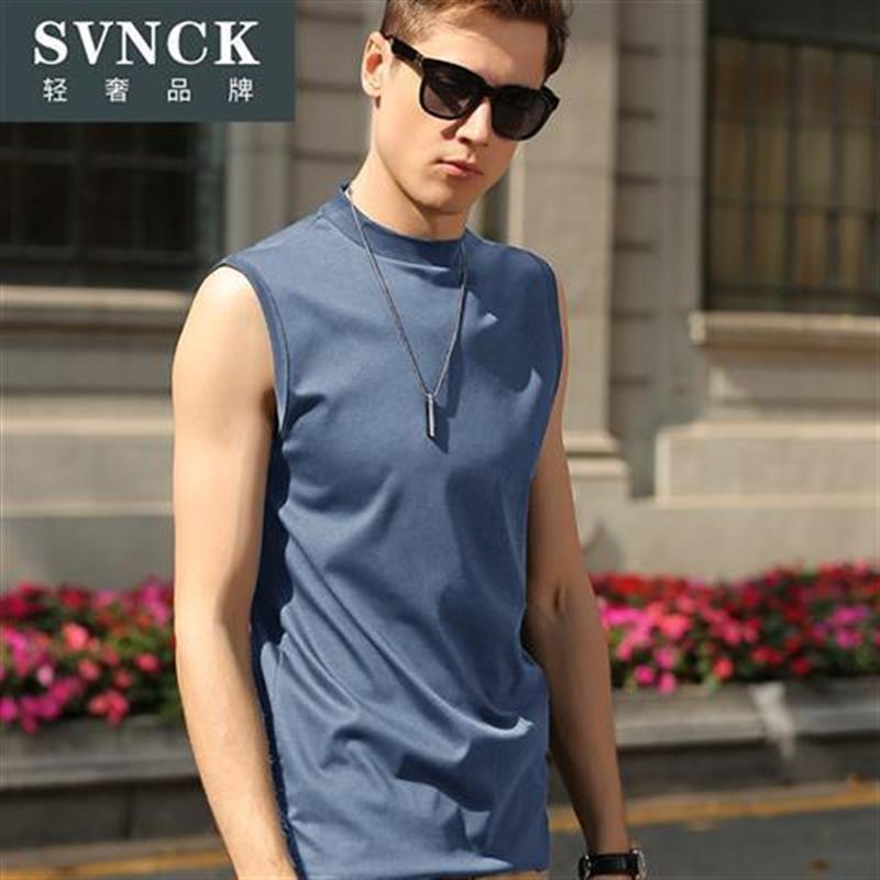 Áo Thun cotton Không Tay Cổ Cao Màu Trơn Thời Trang Mùa Xuân Dành Cho Nam Giới jerry888.my 9.19