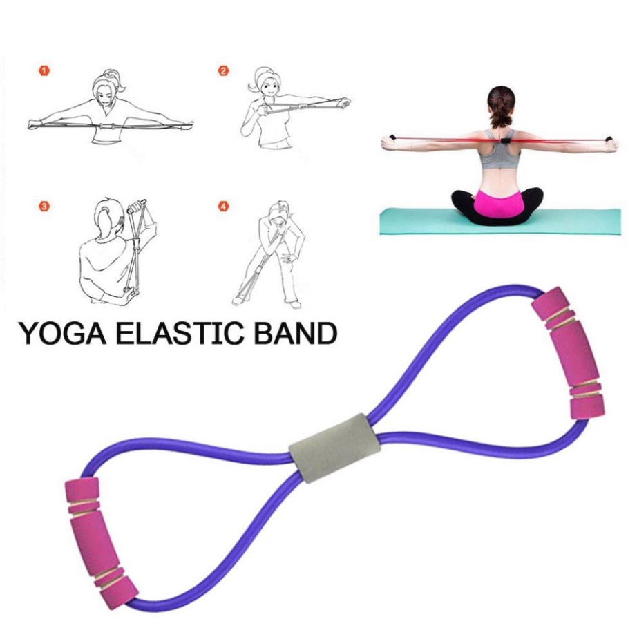 Dây đàn hồi hình số 8 tập cơ Yoga, dây tập cơ yoga bằng silicon đàn hồi co giãn momo247