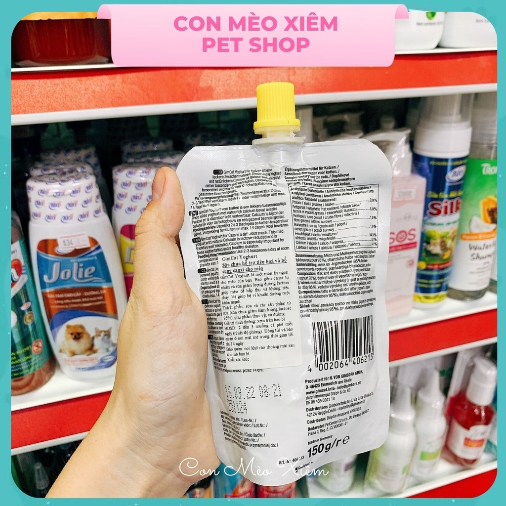 Sữa chua cho mèo Gimcat yoghurt 150g, bổ sung canxi tiêu hóa cho thú cưng Con Mèo Xiêm