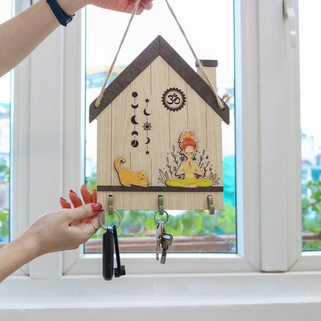 Bảng gỗ mèo đu dây, cõng nhau, totoro,...  - Bảng gỗ treo tường, trang trí nhà cửa