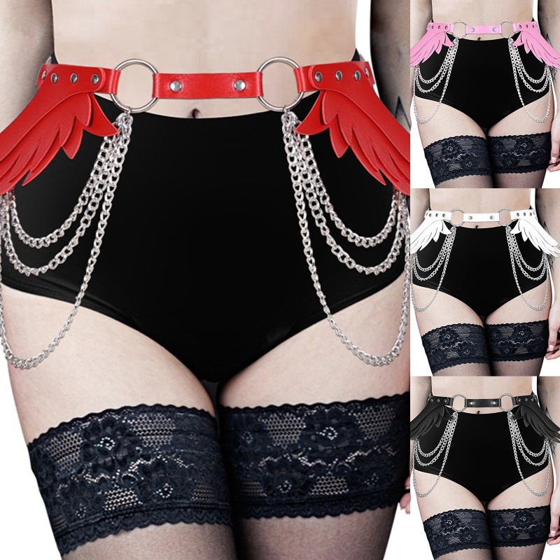 Dây Xích Đeo Hông Gắn Đôi Cánh Phong Cách Gothic Có Thể Điều Chỉnh Trang Trí Cho Nữ