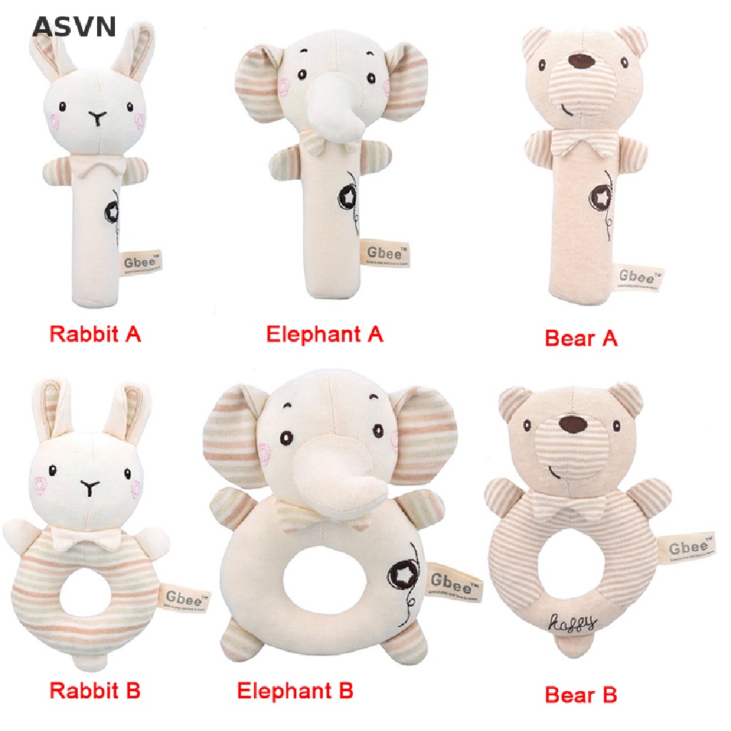 Asvn❤ Đồ Chơi Lắc Cầm Tay Hình Động Vật Hoạt Hình Nhồi Bông Mềm Mại Dễ Thương Giáo