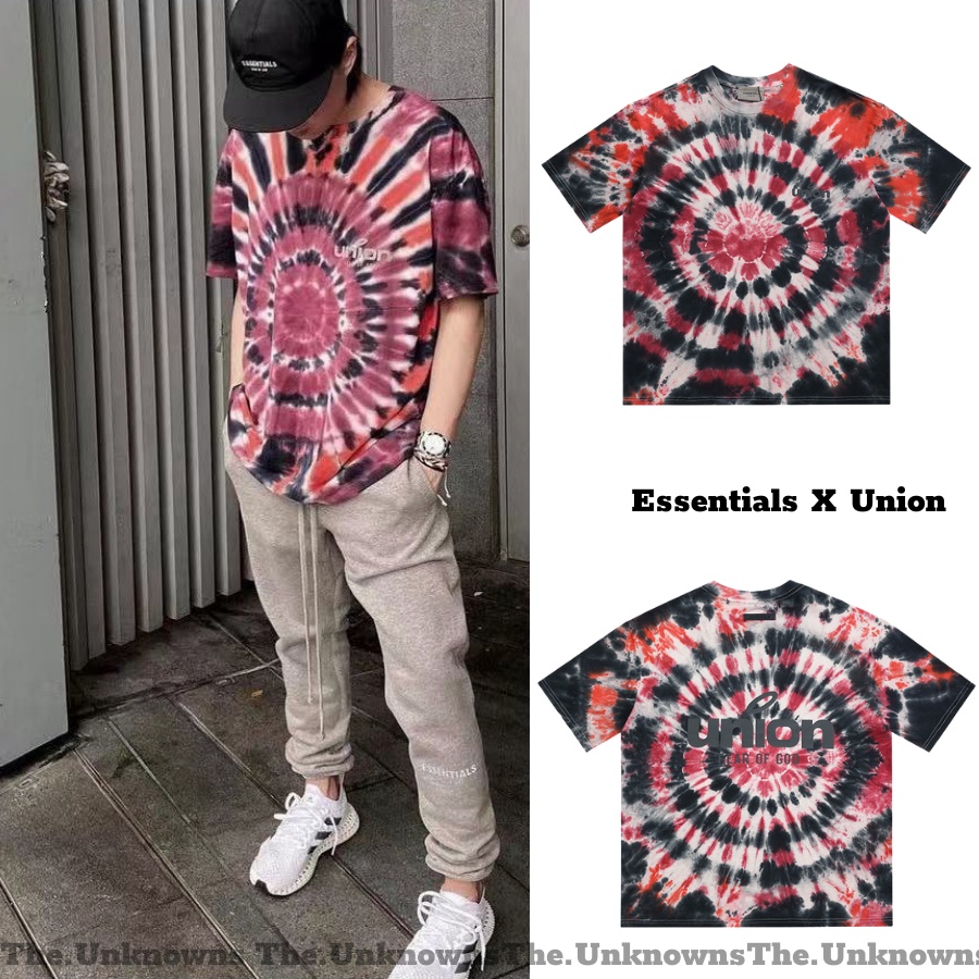 Fear of God Essentials x Union Vintage T-Shirt 'Multicolor Tie-Dyeeee,áo phông essentials x union hàng cao cấp