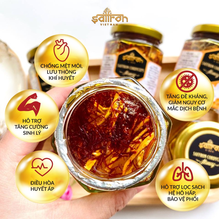 Saffron ngâm mật ong đông trùng hạ thảo