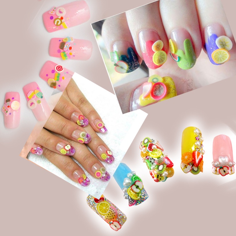 Set 50 Que Trang Trí Móng Họa Tiết Trái Cây 3D