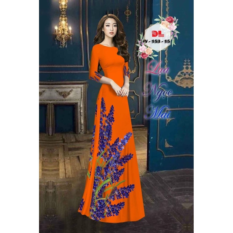 Vải áo dài hoa lavender