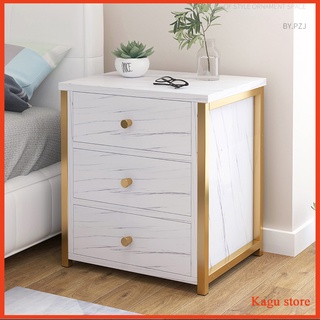 Tủ đầu giường 3 ngăn kéo , kệ táp đầu giường khung thép mạ vàng decor phòng sang trọng - kagu