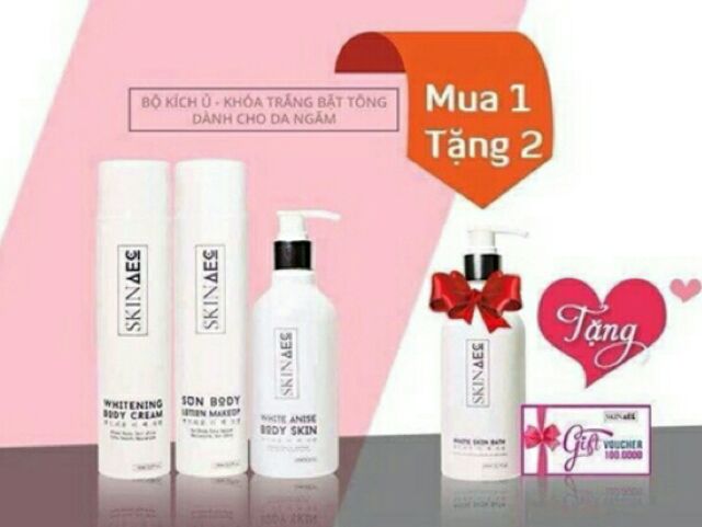 Combo tắm dưỡng trắng chuyên sâu skin ace