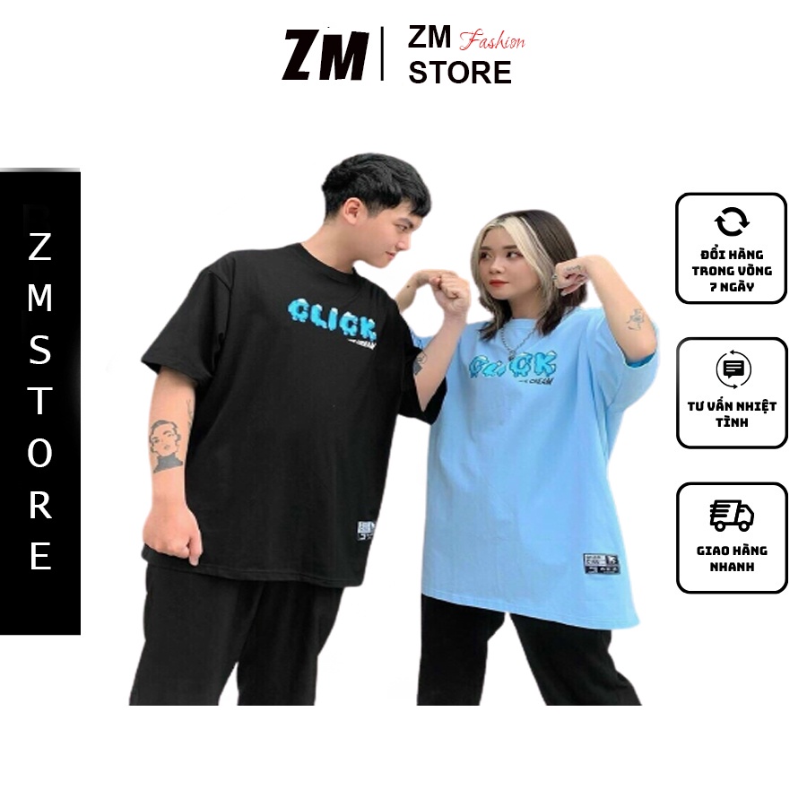 Áo Thun Unisex ICE CREAM TEE CLICK.CLUBB Phông Tay Lỡ Nam Nữ Tay Lỡ Freesize Form Rộng - ZM STORE