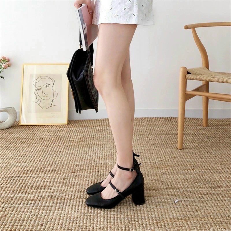 [Mã SKAMFSW175 giảm 10K đơn 50K] Giày tiểu thư Mary jane 2 quai cài sang chảnh gót 5cm thấp dễ đi siêu xinh