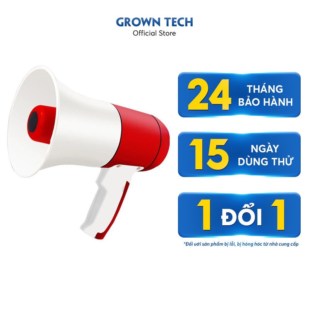 Loa Phóng Thanh 35W GrownTech nghe nhạc công suất lớn chức năng ghi âm Megaphone cầm tay, ghi âm pin chuẩn