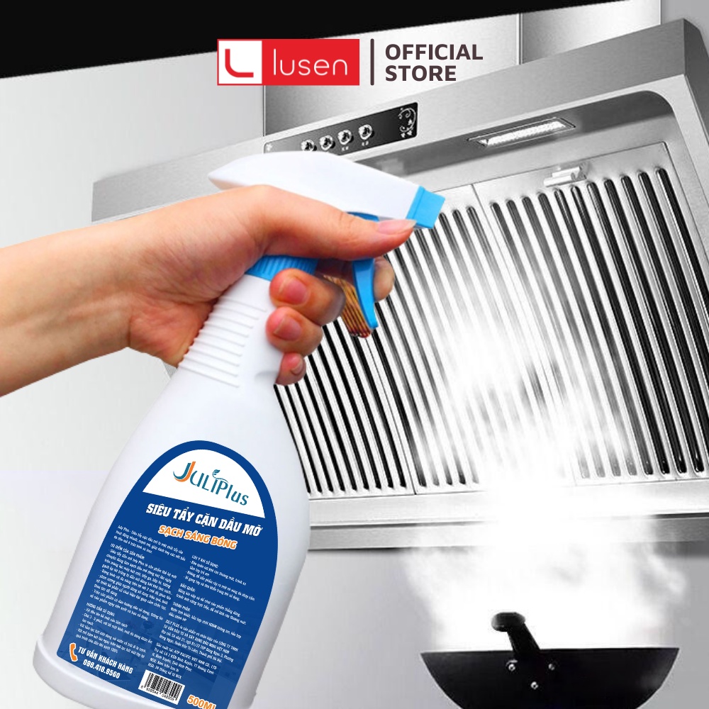 Tẩy dầu mỡ nhà bếp JULI Plus nước tẩy canxi đa năng máy hút mùi làm sạch tường gạch ốp bếp ga xoong nồi, Chai 500ml