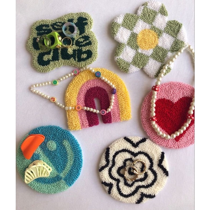 Lót ly len trendy| punch needle