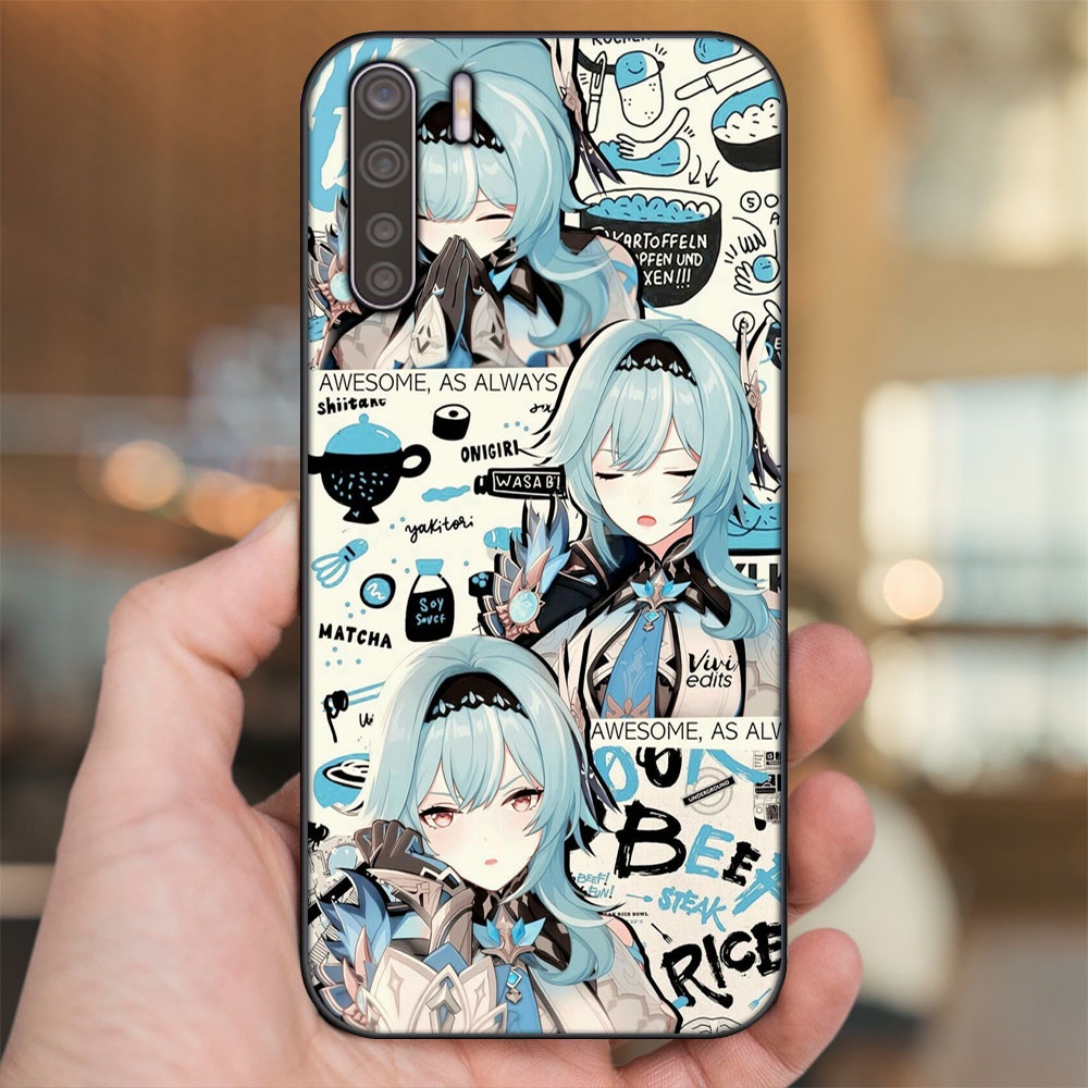 Ốp lưng Oppo A91, Reno 3 viền đen in hình Eula Genshin Impact