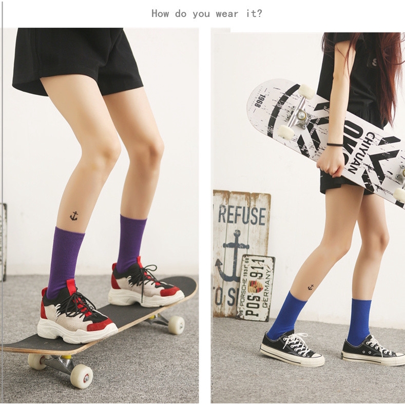 Đôi tất chân cotton màu trơn thời trang cho nữ