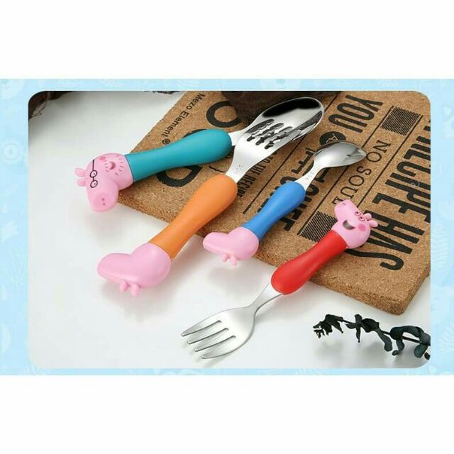 Bộ thìa dĩa inox heo peppa cho bé