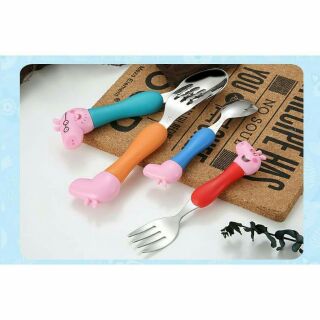 Bộ thìa dĩa inox heo peppa cho bé