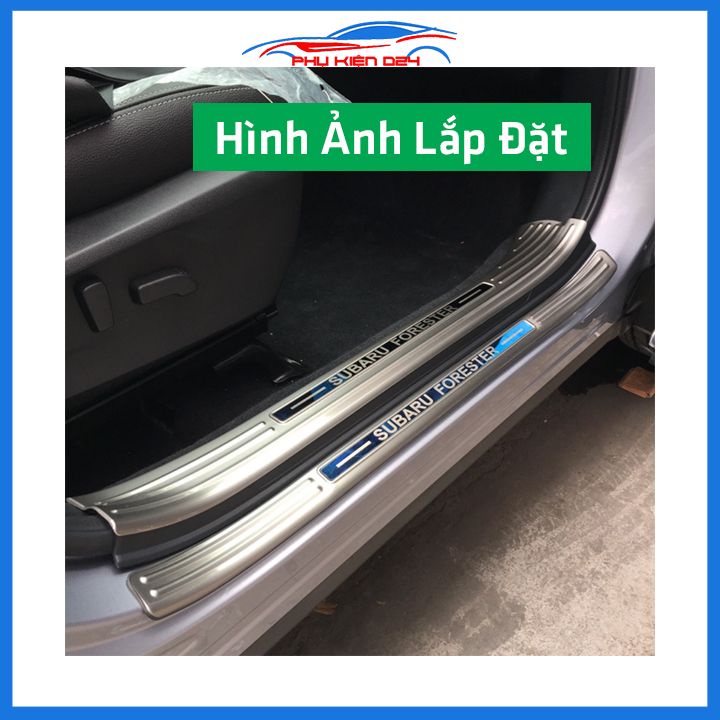 Bộ ốp bậc cửa trong ngoài nẹp bước chân Subaru Forester Inox chống trầy trang trí xe