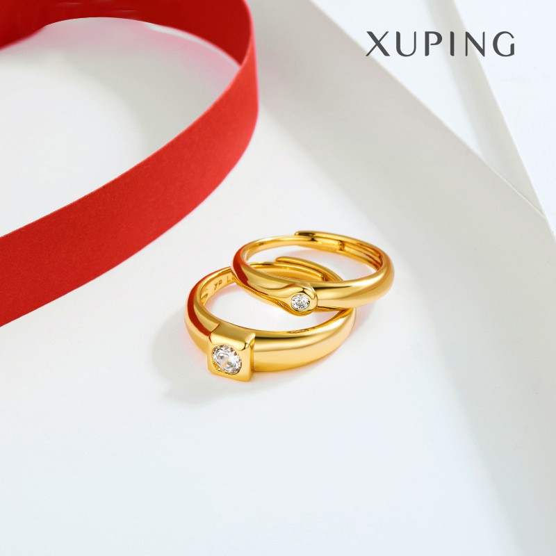 Nhẫn Cặp Đôi Mạ Vàng 24K, Đính Đá Trang Nhã, Phong Cách Hàn Quốc - XPNC02