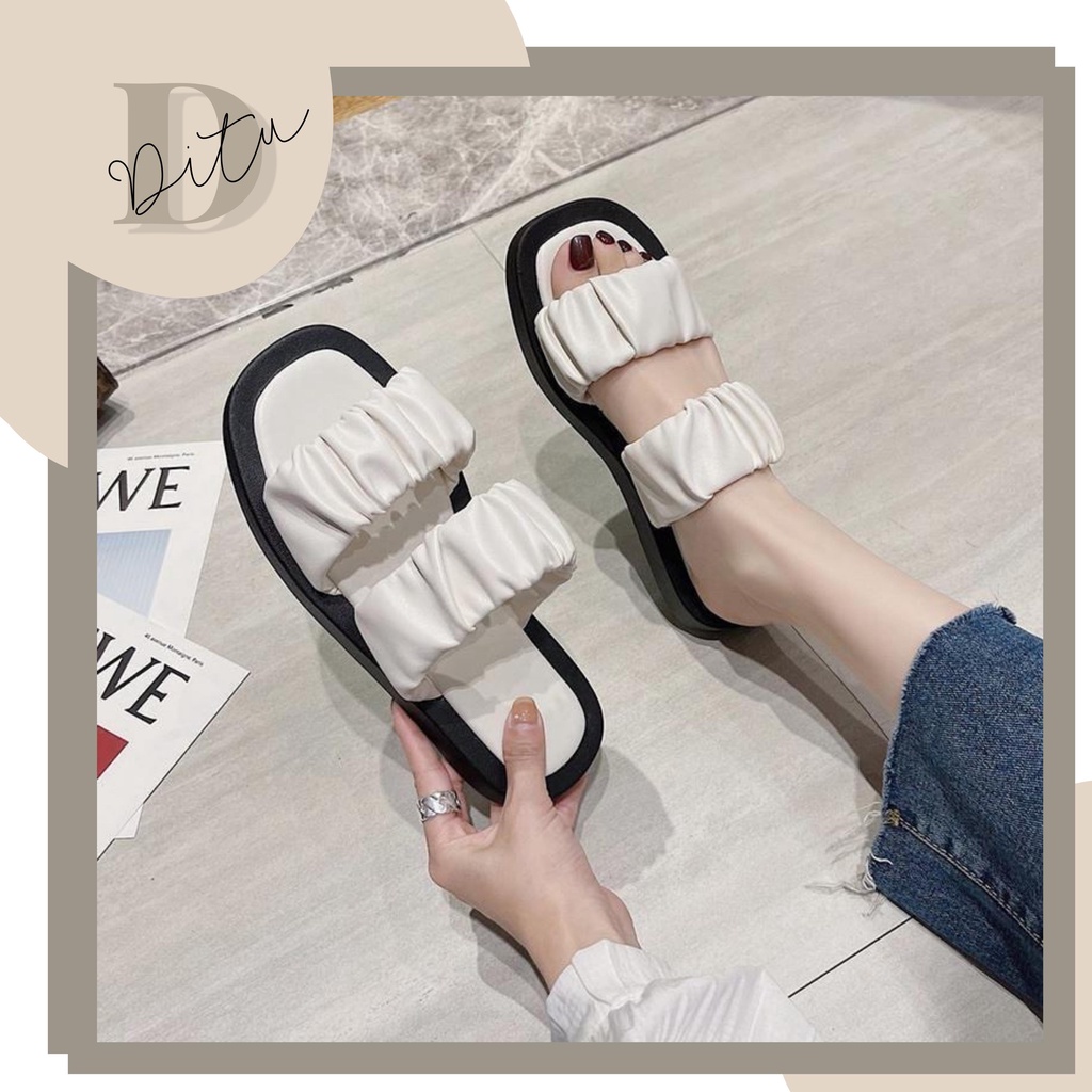 Dép Nữ Quai Ngang Da Nhún Phong Cách Hàn Quốc Giá Rẻ
