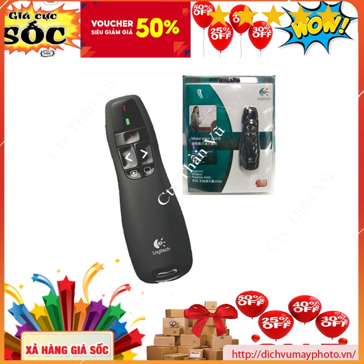 Bút trình chiếu không dây chính hãng logitech R400 kết nối không dây tiện lợi